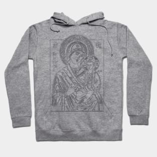 Icon of Virgin Mary and Jesus (white background) Hoodie